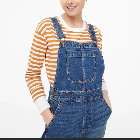 J. Crew Factory Classic Denim Overall, In All Day Stretch XXS. Straight leg - Picture 6 of 14